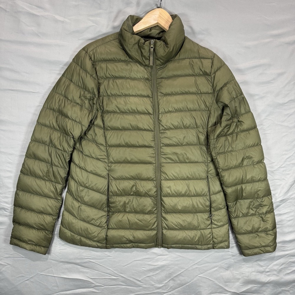 Attention Down Puffer Jacket Women L Quilted Green Gorpcore Outdoor Winter